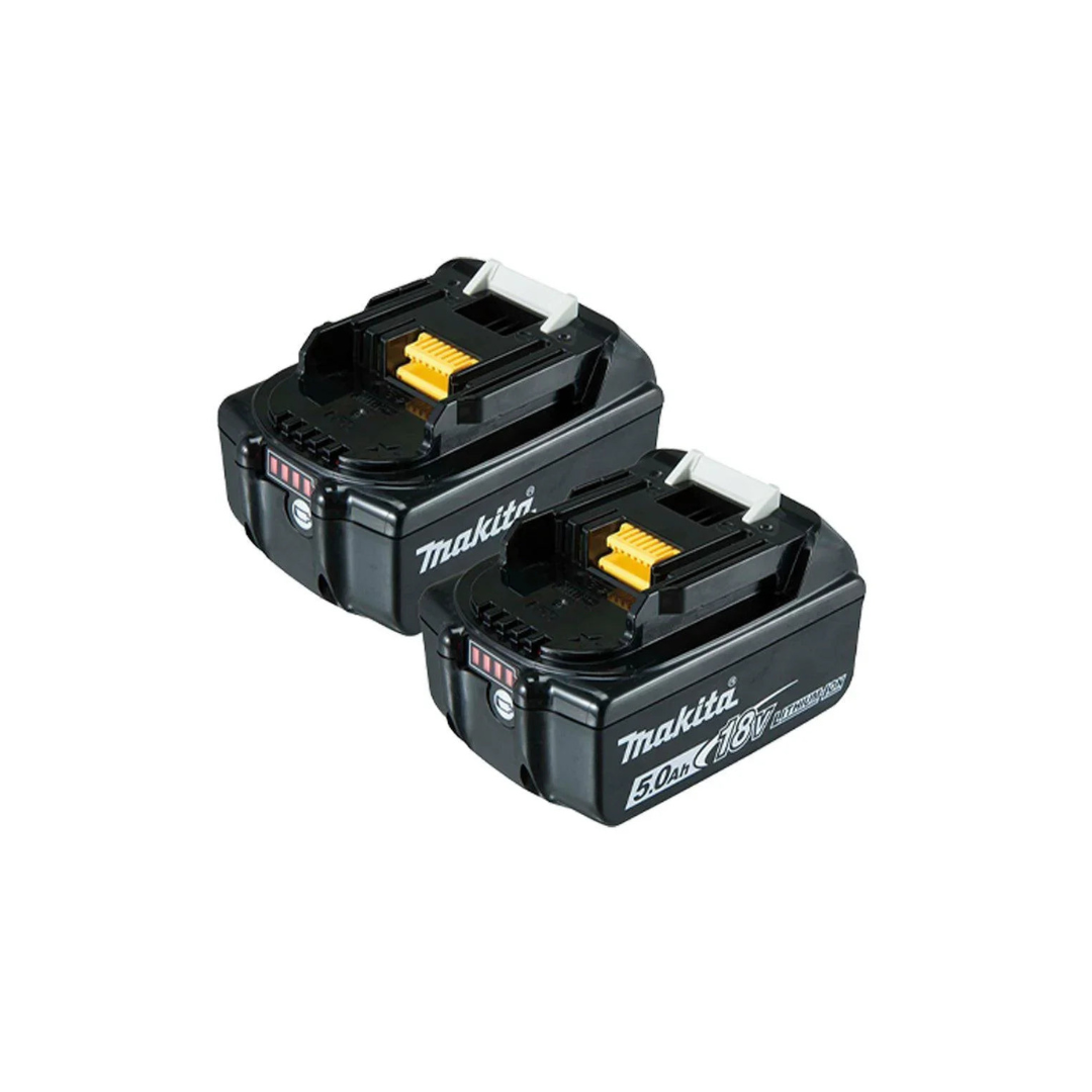 Makita 18V 5.0Ah BL1850 Lithium-Ion Batteries (2 Pack) + Work Flashlight
