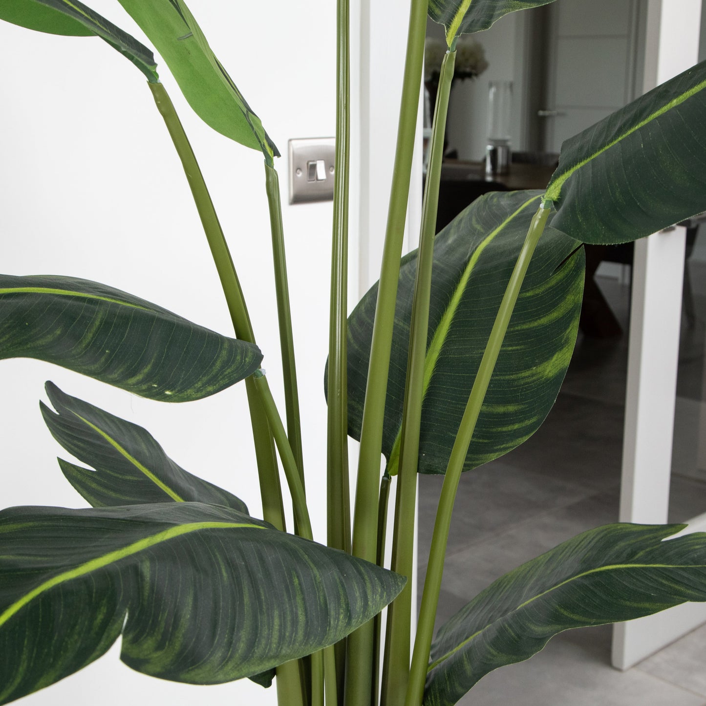 Artificial Bird Of Paradise Tree in White Round Planter