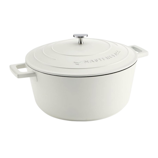 MasterClass 5L Cream Casserole Pot with Lid – 28cm Cast Aluminium, Non-Stick, Oven-Safe