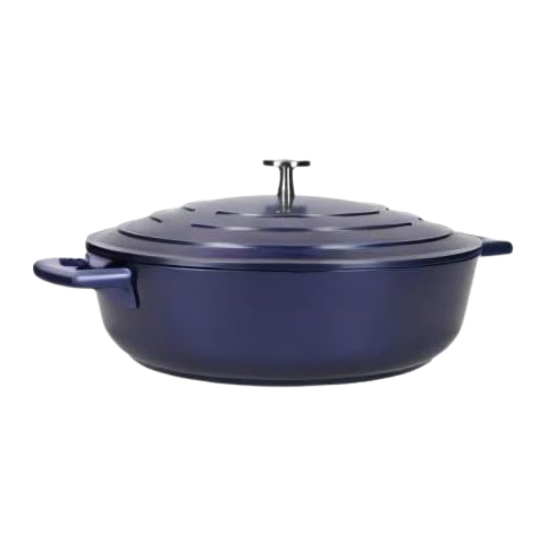 MasterClass 4L Shallow Casserole Dish with Lid – 28cm Lightweight Cast Aluminium, Induction & Oven Safe