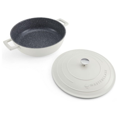 MasterClass 4L Shallow Casserole Dish with Lid – 28cm Lightweight Cast Aluminium, Induction & Oven Safe