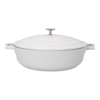MasterClass 4L Shallow Casserole Dish with Lid – 28cm Lightweight Cast Aluminium, Induction & Oven Safe