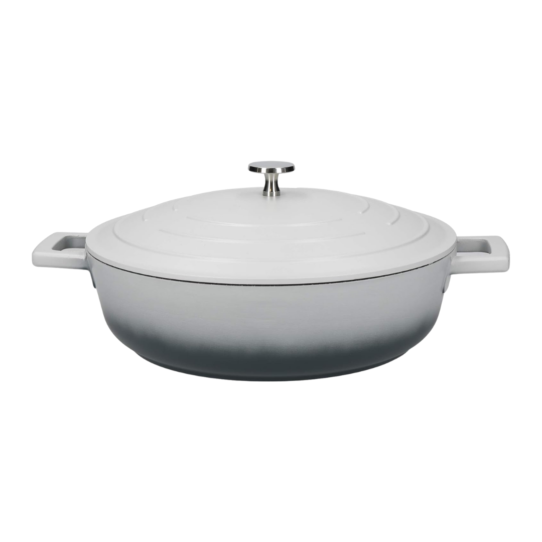 MasterClass 4L Shallow Casserole Dish with Lid – 28cm Lightweight Cast Aluminium, Induction & Oven Safe